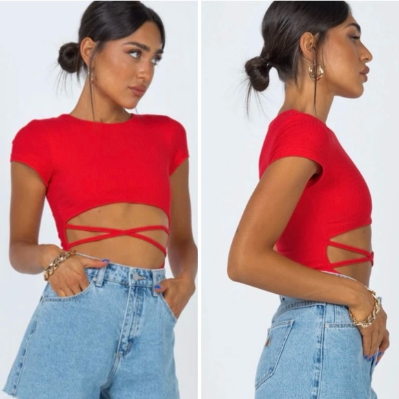 *PRINCESS POLLY* Nicola Red Cutout Bodysuit - Picture 2 of 12